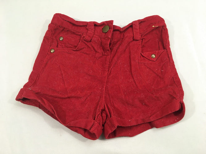 Short velours côtelé rouge à revers, moins cher chez Petit Kiwi