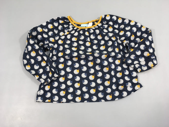 Blouse ml bleu foncé hérissons, moins cher chez Petit Kiwi