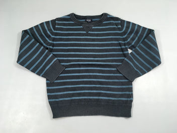 Pull bleu marine Juste col châle, légèrement bouloché