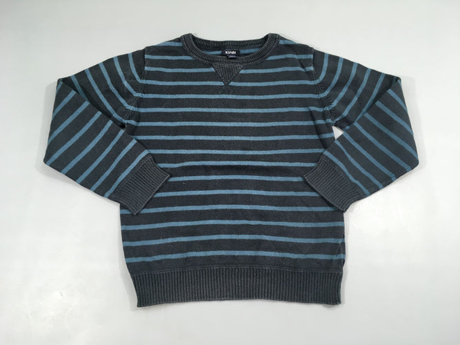 Pull bleu marine Juste col châle, légèrement bouloché, moins cher chez Petit Kiwi