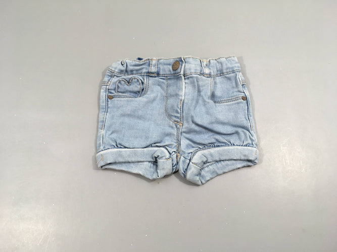 Short enjean bleu clair à revers 56% coton 19% polyester 14% lyocell 10% rayon 1% élasthanne, moins cher chez Petit Kiwi