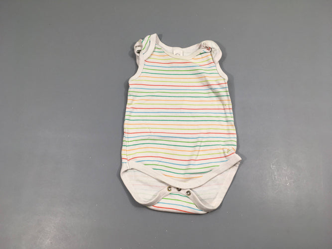 Body s.m blanc rayé multicolor 100% coton, moins cher chez Petit Kiwi