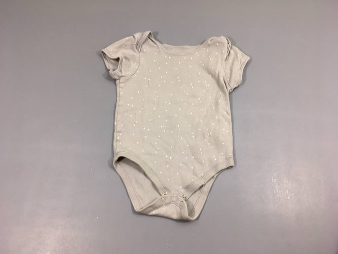 Body m.c gris à pois blanc 100% coton, moins cher chez Petit Kiwi