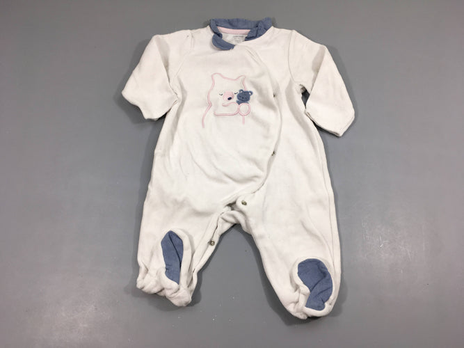 Pyjama velours blanc ourson avec doudou, moins cher chez Petit Kiwi