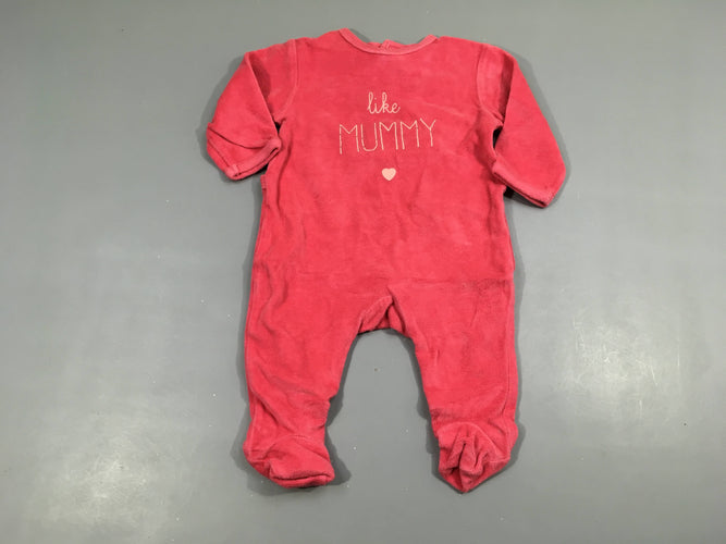 Pyjama velours rose "like mummy" 81% coton 19% polyester, moins cher chez Petit Kiwi