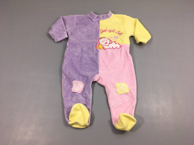 Pyjama velours mauve, rose , jaune Snoopy fille "Good night Belle" 80% coton 20%  polyester, moins cher chez Petit Kiwi