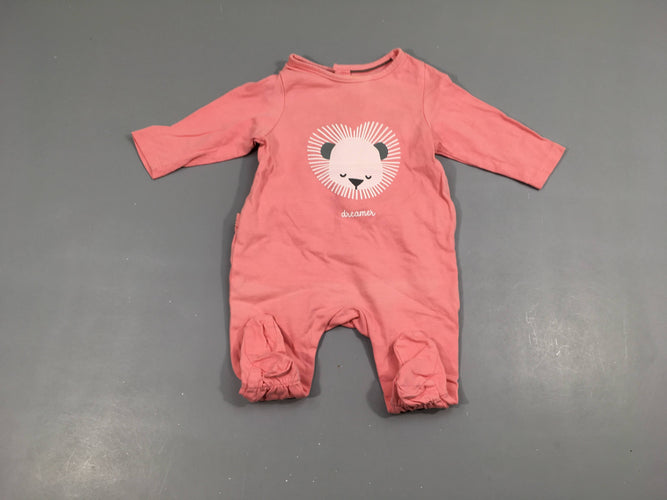 Pyjama jersey rose, tête  de lion, moins cher chez Petit Kiwi