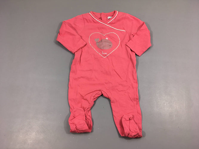 Pyjama jersey rose coeur baleine, moins cher chez Petit Kiwi