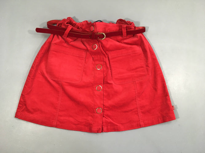 Jupe velours rouge + Ceinture, moins cher chez Petit Kiwi