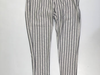 Pantalon fluide gris ligné bleu marine taille élastique