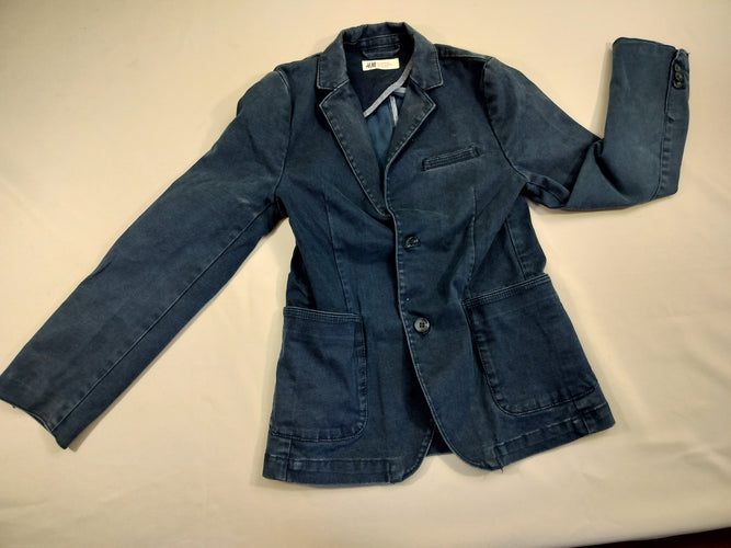Veste blazer bleue, fins carreaux, moins cher chez Petit Kiwi
