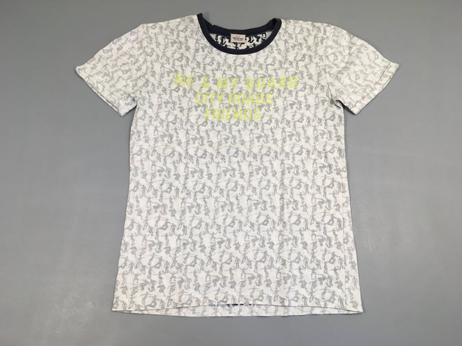 T-shirt m.c blanc motifs Skateurs, moins cher chez Petit Kiwi