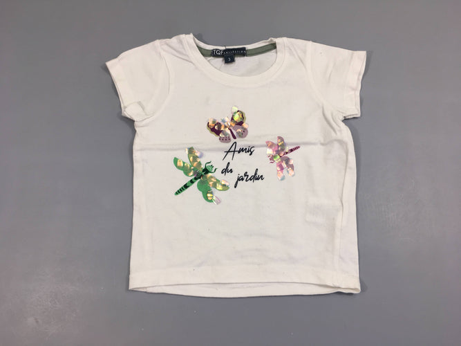 T-shirt m.c blanc insectes sequins, moins cher chez Petit Kiwi