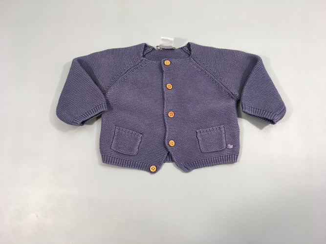 Gilet mailles mauve, moins cher chez Petit Kiwi