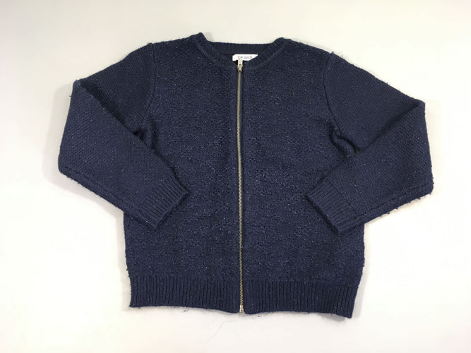 Gilet zippé bleu texturé irisé 10% Laine, moins cher chez Petit Kiwi