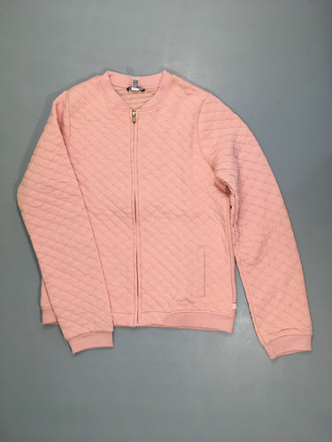 Sweat zippé rose effet matelassé fil métalisé doré, moins cher chez Petit Kiwi