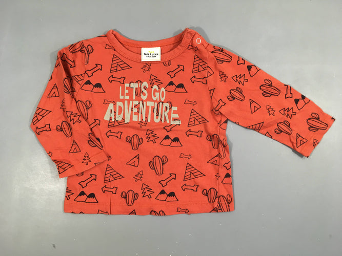 T-shirt m.l orange foncé Adventure, moins cher chez Petit Kiwi