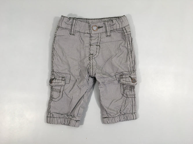 Pantalon gris ligné doublé jersey taille et chevilles élastiques, moins cher chez Petit Kiwi