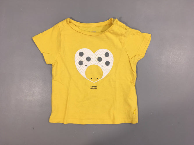 T-shirt m.c jaune coeur coccinelle, moins cher chez Petit Kiwi