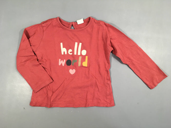 T-shirt m.l rose Hello, moins cher chez Petit Kiwi