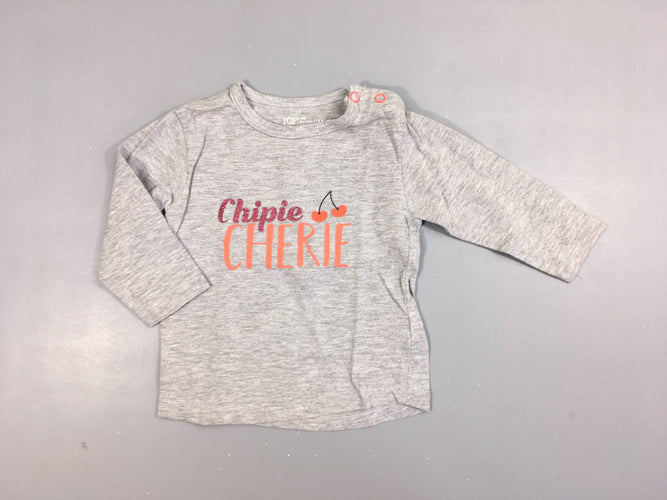 T-shirt m.l gris Chipie Cherie, moins cher chez Petit Kiwi