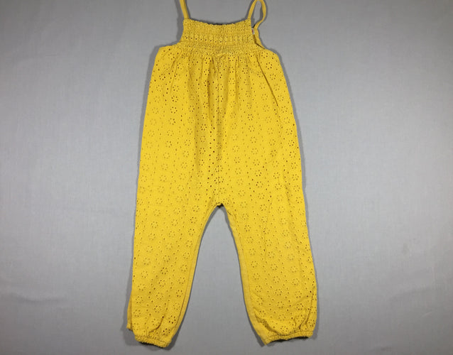 Combinaison jaune fines bretelles ajourée (dos jersey uni), moins cher chez Petit Kiwi
