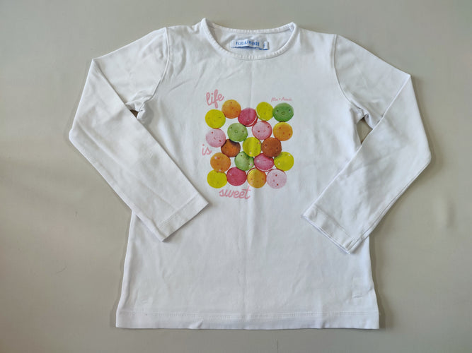 T-shirt m.l blanc macarons "Life sweet", moins cher chez Petit Kiwi