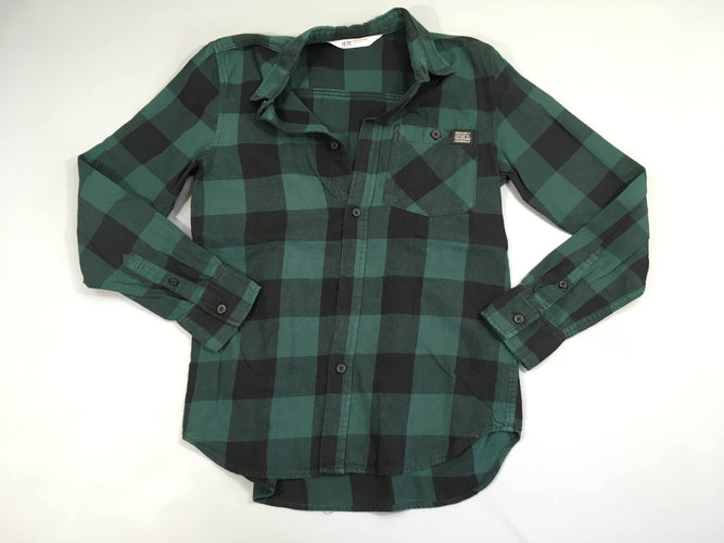 Chemise m.l flanelle à carreaux vert-noir, moins cher chez Petit Kiwi