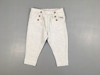 Pantalon molleton texturé gris clair boutons déco Légèrement bouloché