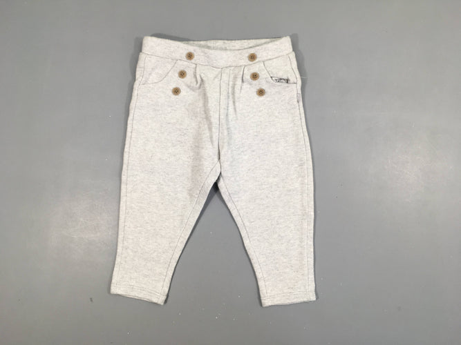 Pantalon molleton texturé gris clair boutons déco Légèrement bouloché, moins cher chez Petit Kiwi