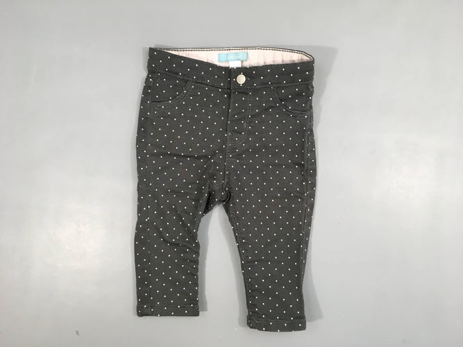 Pantalon gris foncé pois blancs, moins cher chez Petit Kiwi