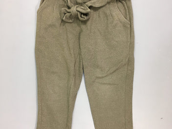 Pantalon à revers molleton kaki irisé doré + Ceinture textile