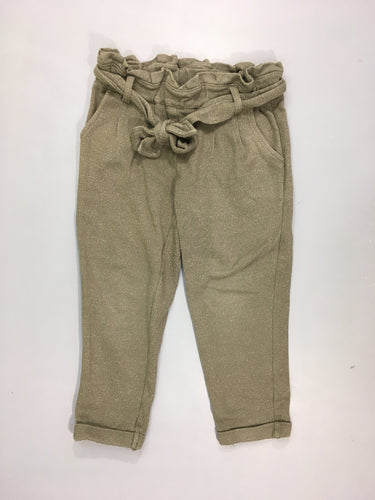 Pantalon à revers molleton kaki irisé doré + Ceinture textile, moins cher chez Petit Kiwi