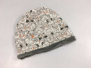 Bonnet jersey gris chats doublé velours