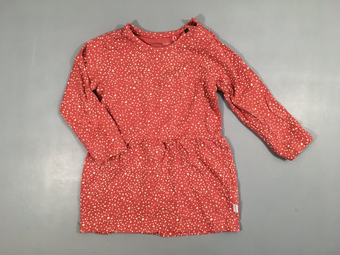 Robe m.l jersey rouge pâle motifs blancs, moins cher chez Petit Kiwi