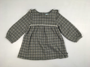 Robe m.l style tweeds à carreaux gris-blanc fil métalisé doré