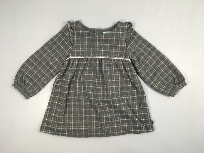 Robe m.l style tweeds à carreaux gris-blanc fil métalisé doré, moins cher chez Petit Kiwi