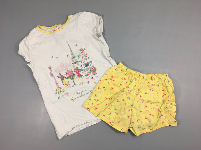 Pyjashort 2pcs jersey blanc-jaune Paris, moins cher chez Petit Kiwi