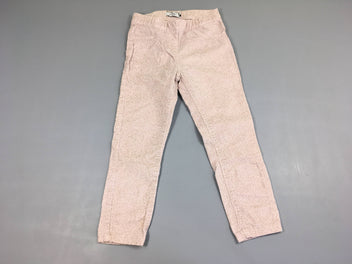 Pantalon velours côtelé fin rose très pâle pois dorés irisés