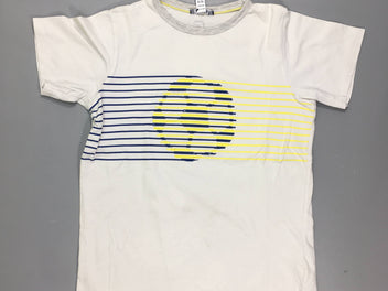 T-shirt m.c blanc rayé bleu-jaune texturé Ballon