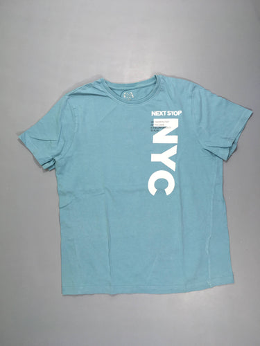 T-shirt m.c bleu clair NYC légèrement bouloché, moins cher chez Petit Kiwi