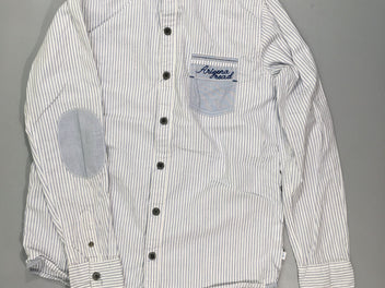 Chemise m.l blanche lignée bleu Arigora