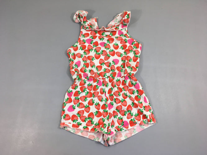 Combishort jersey blanc fraises, moins cher chez Petit Kiwi