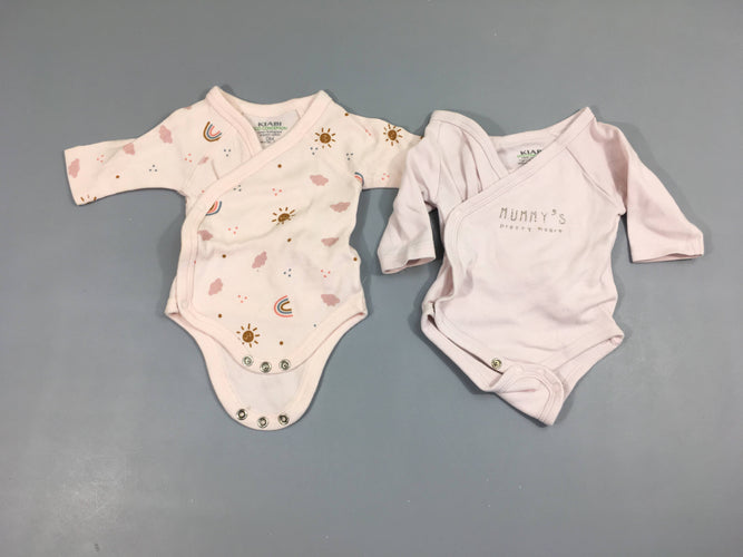 2 Bodies m.l croisés rose Mummy's, moins cher chez Petit Kiwi