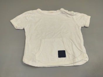 T-shirt m.c blanc, poche avec écusson bleu marine pieuvre