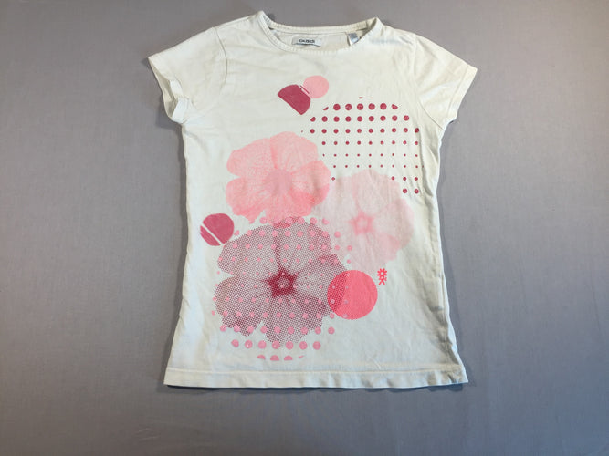 T-shirt m.c blanc - flocage à points roses, moins cher chez Petit Kiwi