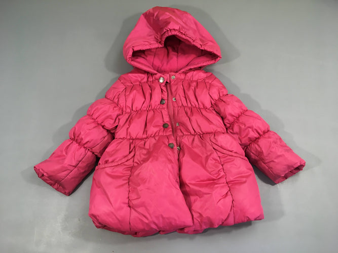 Veste ouatinée rose à capuche doublé polar, moins cher chez Petit Kiwi