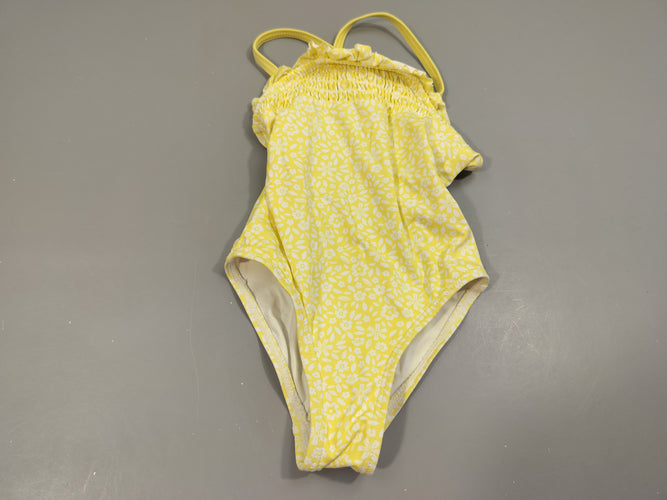 Maillot jaune à fleurs blanches, moins cher chez Petit Kiwi