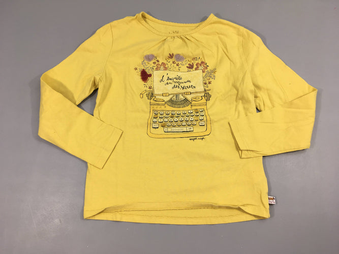 T-shirt m.l jaune, machine à écrire, moins cher chez Petit Kiwi