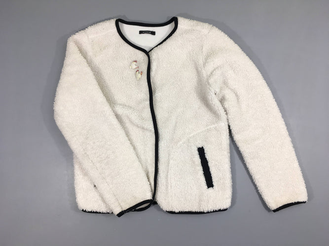 Gilet/veste teddy blanc poules, moins cher chez Petit Kiwi